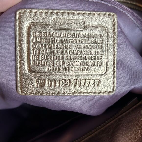 Vintage COACH Authentic Metallic Gold Embossed Purse / Bag - Picture 12 of 15